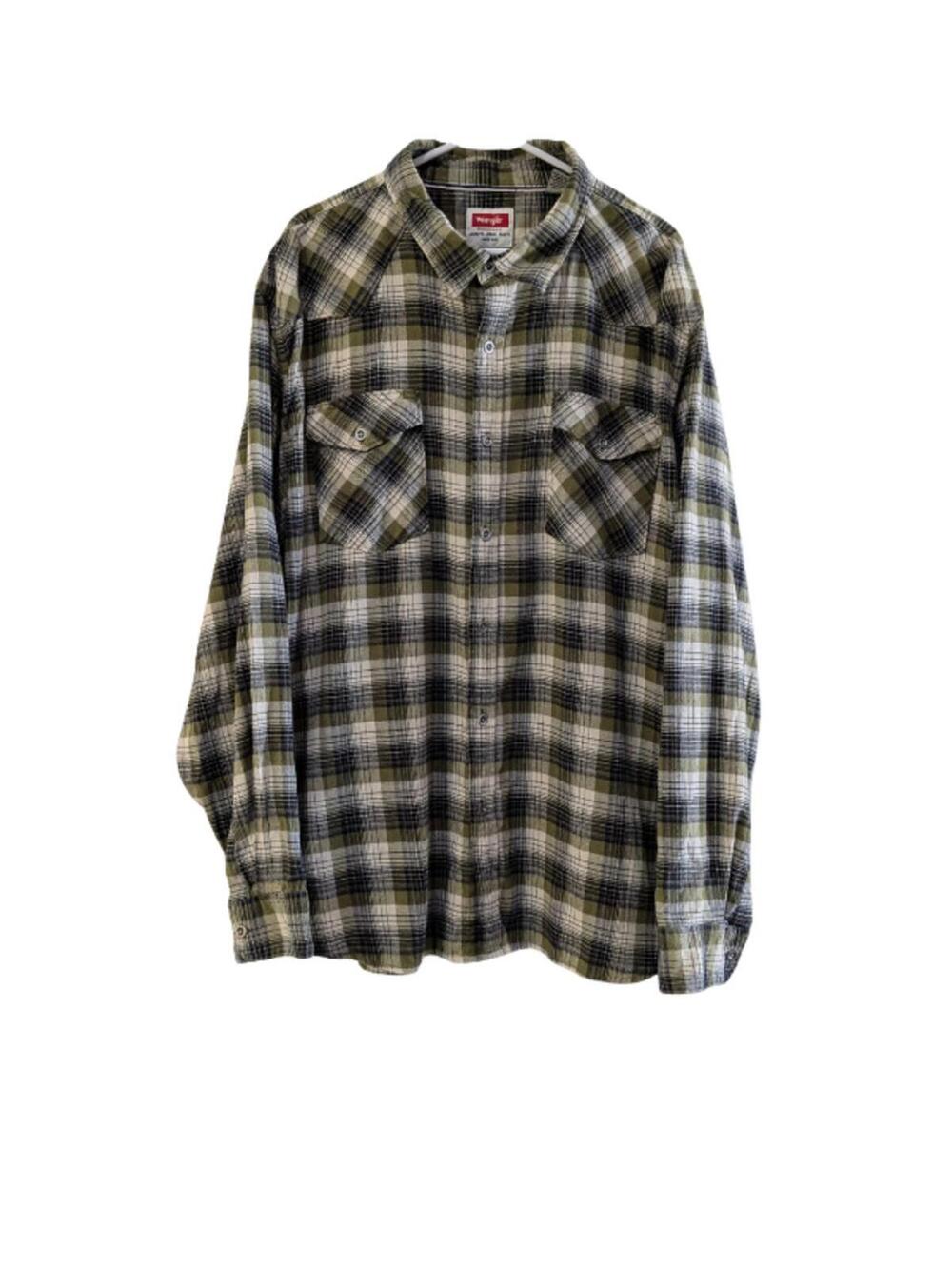Wrangler Men's Vintage Plaid Flannel Shirt, Green, Big & Tall, 3X, Greensboro NC